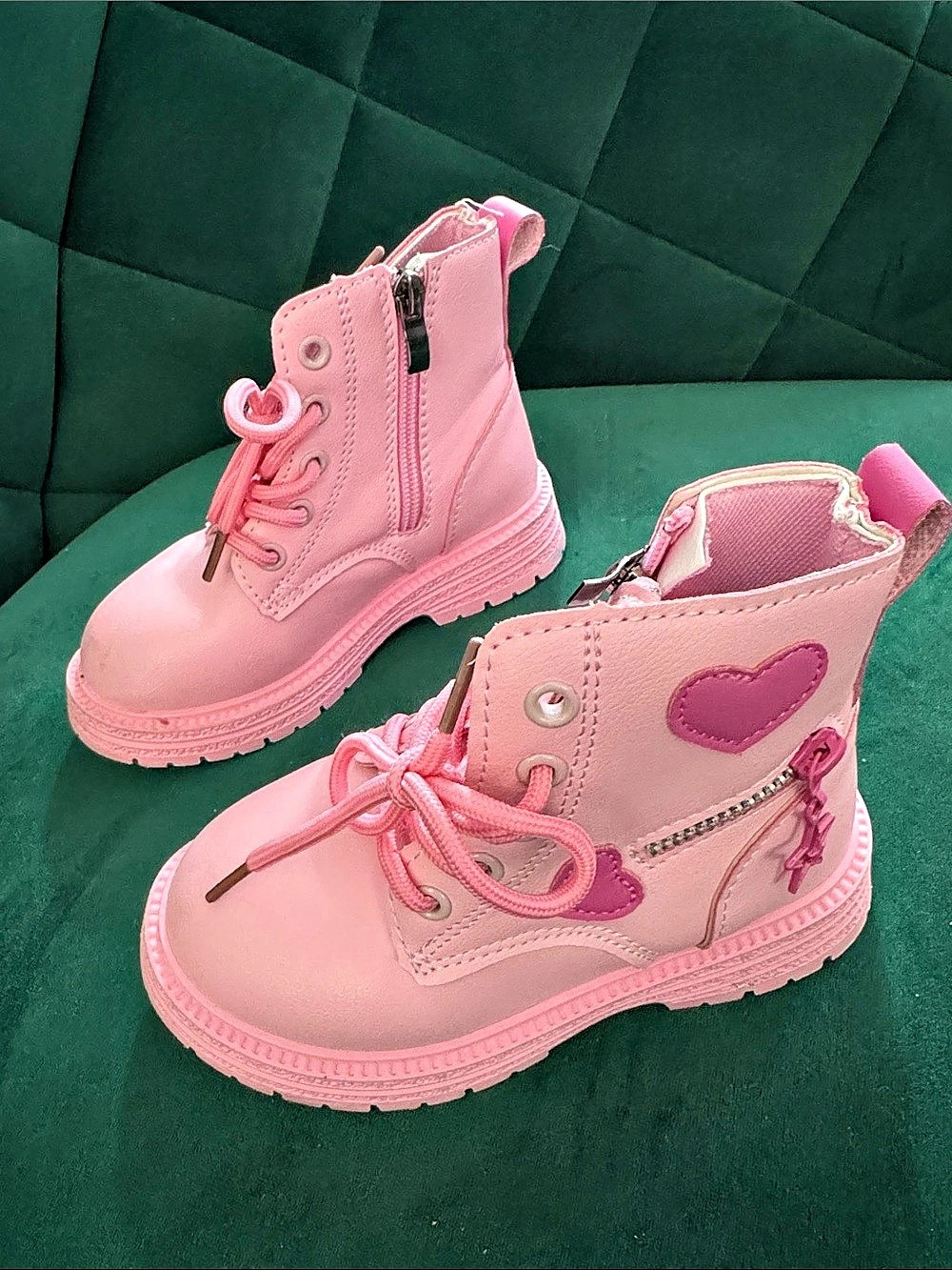 Kids Pink Lace-Up Boots